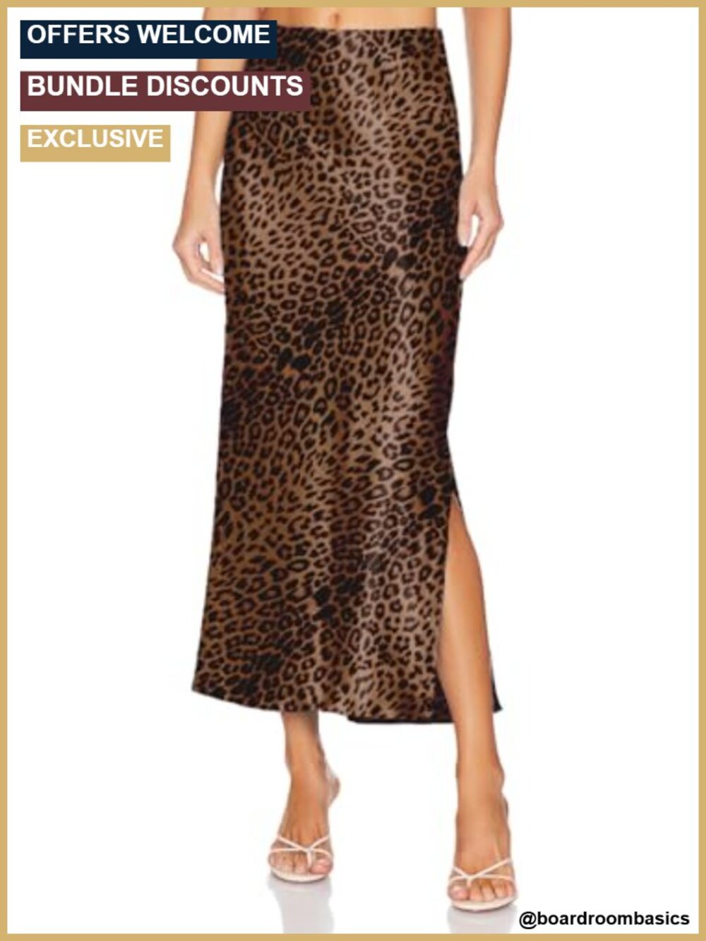 Satin Silk Maxi Skirt with Slit for Women Elastic Waistband Flowy